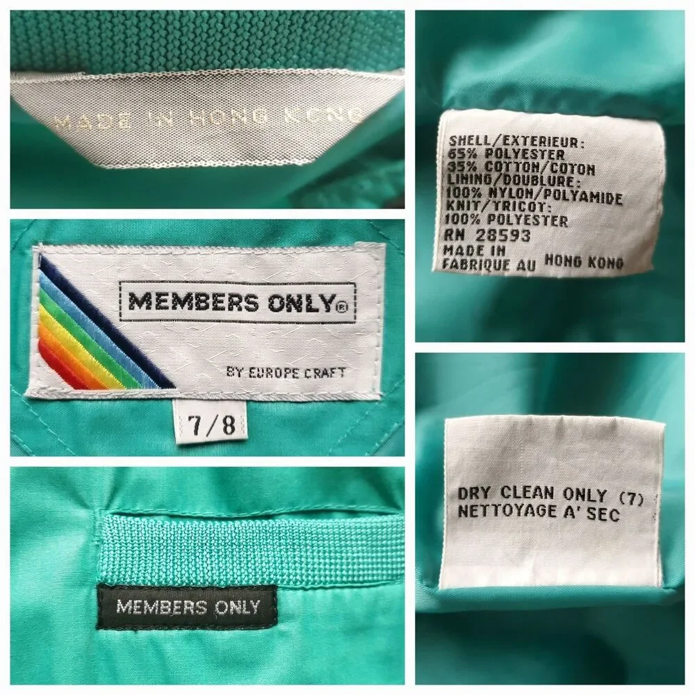 Classic Members Only Jacket Kids 7/8 Teal Green Vintage Iconic Bomber Racer